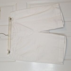 Larry Levine Womens White Midi Walking Shorts Size 14